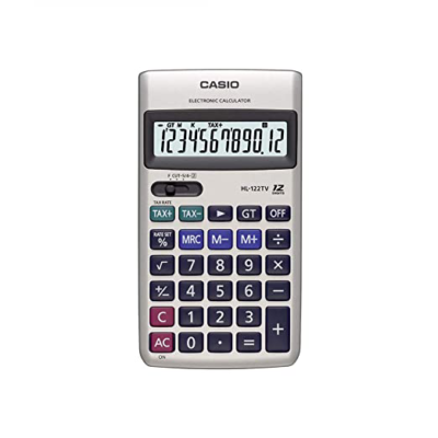 Casio HL-122TV Portable Calculator with Metal Faceplate & GT Key, 12 Digit