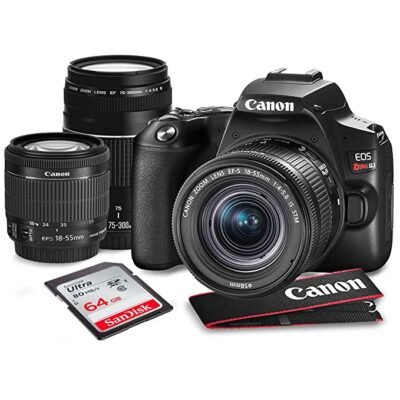 Canon EOS Rebel SL3 DSLR Black Digital Camera with EF 75-300mm f/4-5.6 III Lens + 64GB + Cases + Tripods + Premium Accessory Bundle