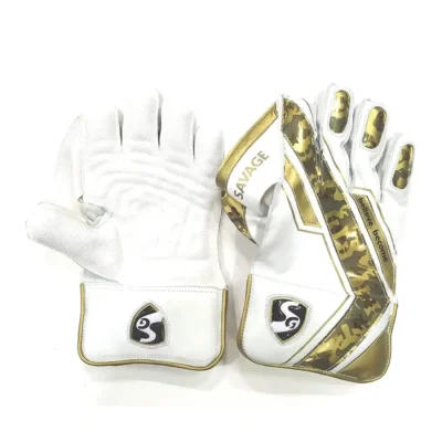 SG Savage Mens-White/Gold- Wicket Keeping Glove