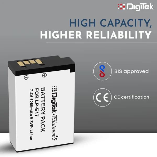 DigiTek (LP-E17 Platinum) Platinum Extra Power Secondary Rechargeable Li-ion Battery for Camera - Image 3