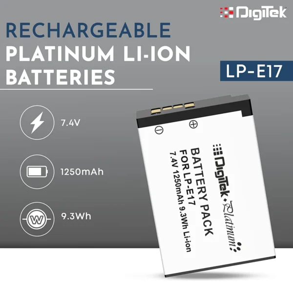 DigiTek (LP-E17 Platinum) Platinum Extra Power Secondary Rechargeable Li-ion Battery for Camera - Image 2