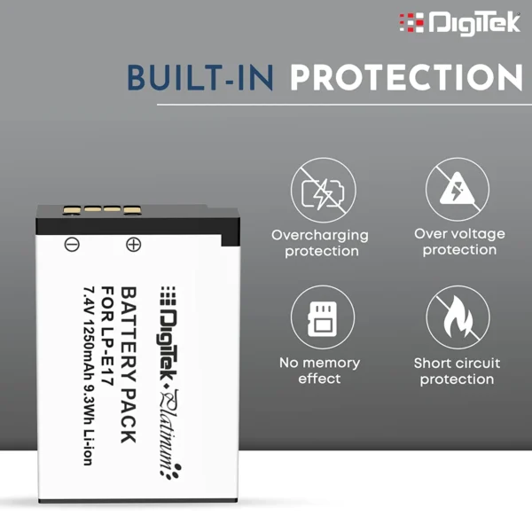 DigiTek (LP-E17 Platinum) Platinum Extra Power Secondary Rechargeable Li-ion Battery for Camera - Image 5