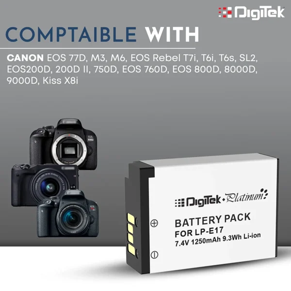 DigiTek (LP-E17 Platinum) Platinum Extra Power Secondary Rechargeable Li-ion Battery for Camera - Image 4
