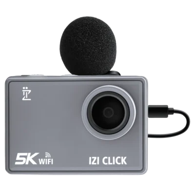 IZI Click Plus 5K 30FPS Budget Action Camera,170? HD Wide Angle, Anti-Shake EIS,MotoVlog,YouTube,Live Stream,110ft Waterproof,Type-C Mic Support, Accessory Kit,2 X Battery + External MIC Included