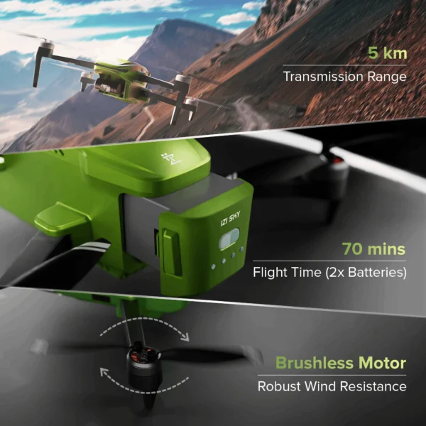 IZI Sky 4K 20MP CMOS 1/3.06 Camera Drone, 360 Obstacle Avoidance, 3 Axis Gimbal 5KM Transmission, Cinematic Vertical Shooting, Precision Hovering, 10+ Flying Modes, RTH, Return to Home, 2X Batteries (70 Mins Flight) - Image 3