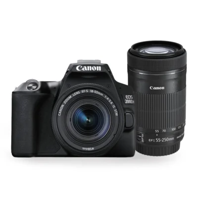 Canon EOS 200D II 24.1MP Digital SLR Camera + EF-S 18-55mm is STM Lens + EF-S 55-250mm is STM Lens (Black)