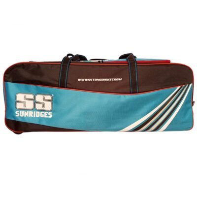 SS Storm Double Wheel Cricket Kit Bag – Black/Cyan