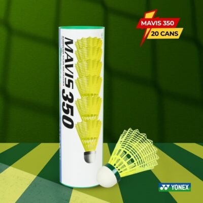 Yonex MAVIS 350 Green Cap Nylon Shuttlecock – 20 Cans