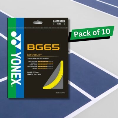 Yonex BG 65 Badminton Strings, 0.70mm – Pack of 10 Strings