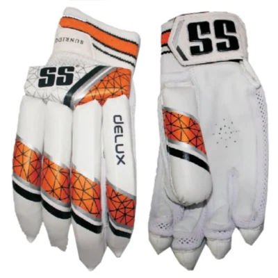 SS Deluxe RH Batting Gloves, White/Orange