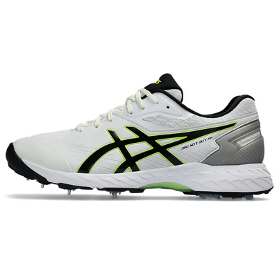 ASICS 350 Not Out FF Men’s Cricket Spike Shoes, White/Black