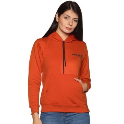 Prokick Sports Women Hooded Sweat Shirt , Orange