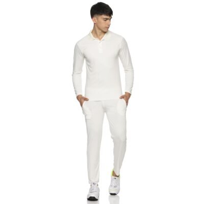 Prokick Ignite Full Sleeves Cricket Jersey Set, T-Shirt with Trouser (Off White)