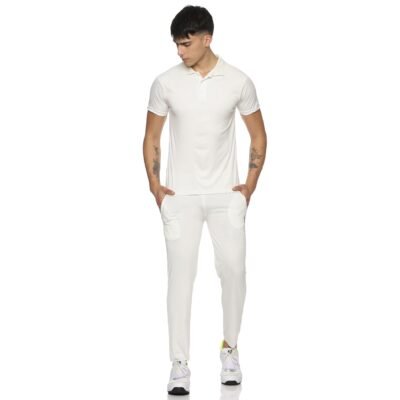 Prokick Ignite Half Sleeves Cricket Jersey Set, T-Shirt with Trouser (Off White)