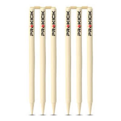 Prokick Wooden Cricket Stumps/Wickets with Bails (Pack of 6 Stumps/4 Bails)