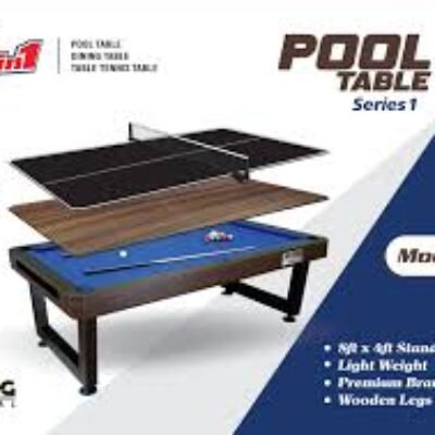 Stag Global 3 in 1 Multi-Functional Pool Table with Table Tennis Table and Dinning Table || 4 feet x 8 feet || Wooden Table || All Accessories Included