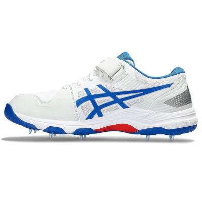 Asics Speed Menace FF Metal Spikes Cricket Shoes – White/Tuna Blue