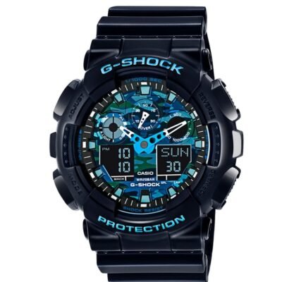 G-Shock Casio G-Shock GA-100CB-1ADR Blue Camouflage Analog-Digital Dial Black Resin Strap Men’s Watch G625