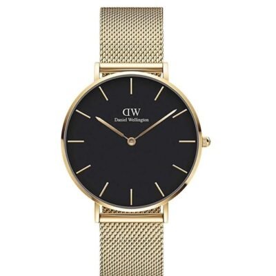 Deniel Wellington Petite Unisex Black Round Dial Analog Watch – DW00100345K