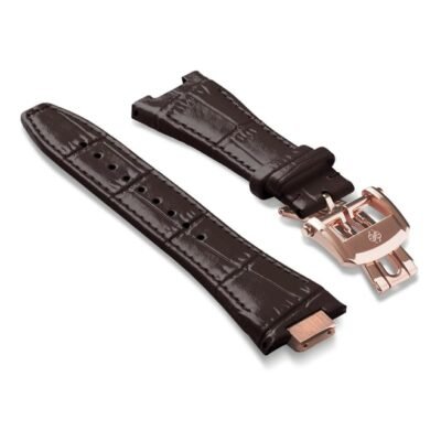 Golden Concept Brown Leather Watch Strap ST-41-CE-BR-RG